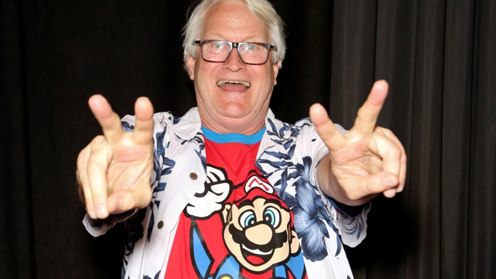 Voice actor Charles Martinet poses backstage after the 'Super Smash Bros Ultimate' challenge during the Seventh Annual Amazing Las Vegas Comic Con