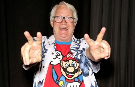 Voice actor Charles Martinet poses backstage after the 'Super Smash Bros Ultimate' challenge during the Seventh Annual Amazing Las Vegas Comic Con