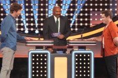 Anders Holm, Steve Harvey, and Adam DeVine on 'Celebrity Family Feud'