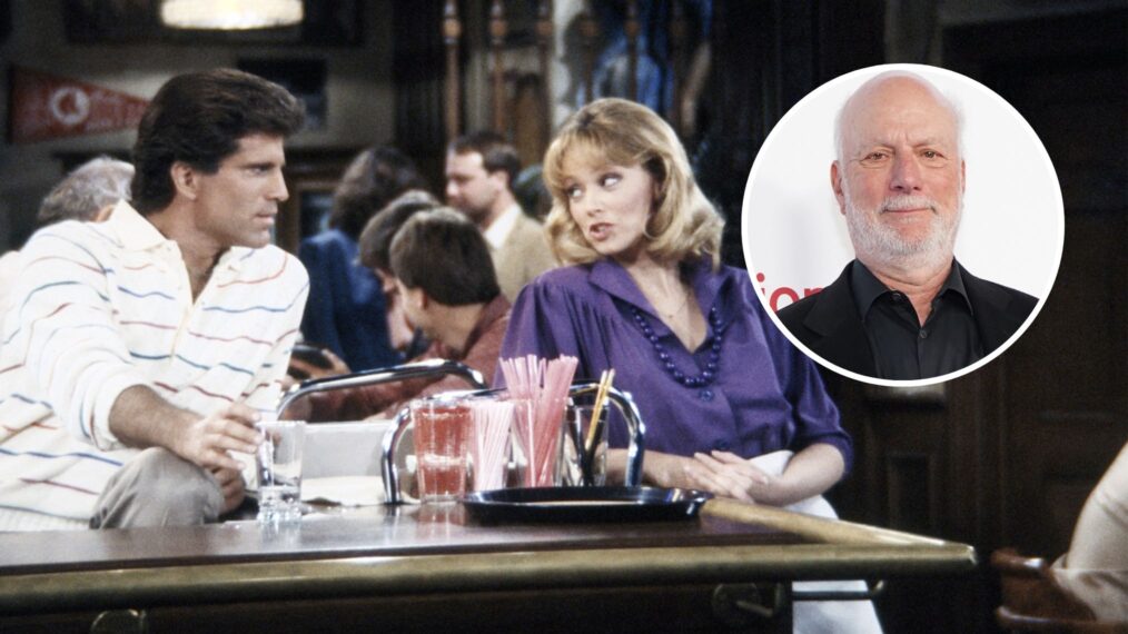 Ted Danson and Shelley Long in 'Cheers' with James Burrows inset