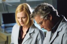 Marg Helgenberger and William Petersen in 'CSI: Crime Scene Investigation'