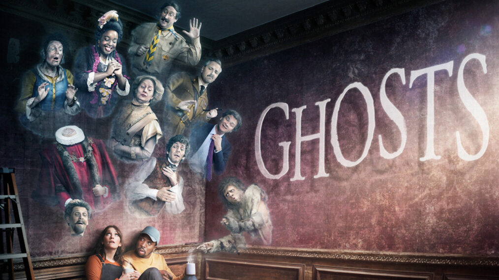 Katy Wix, Lolly Adefope, Jim Howick, Ben Willbond, Martha Howe-Douglas, Simon Farnaby, Larry Rickard, Mat Baynton, Charlotte Ritchie, and Kiell Smith-Bynoe in 'Ghosts' U.K.