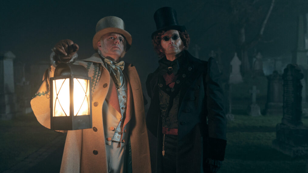 Michael Sheen as Aziraphale and David Tennant as Crowley in 'Good Omens' - Season 2