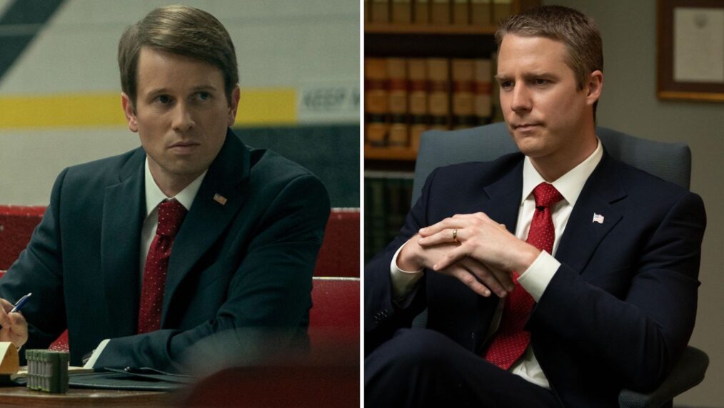 Tyler Ritter as John Brownlee in 'Painkiller'; Jake McDorman as John Brownlee in 'Dopesick'