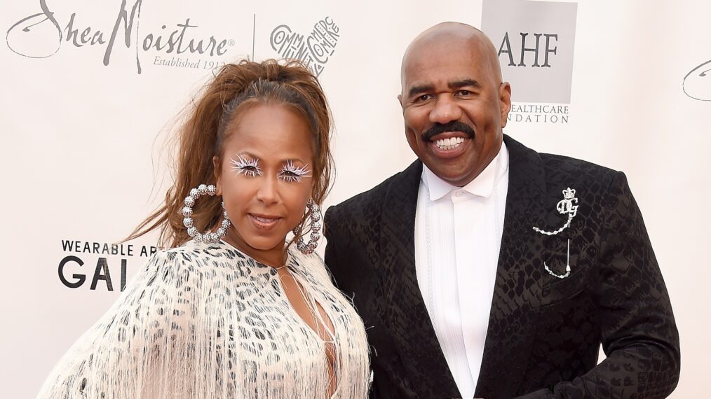 Marjorie and Steve Harvey on red carpet