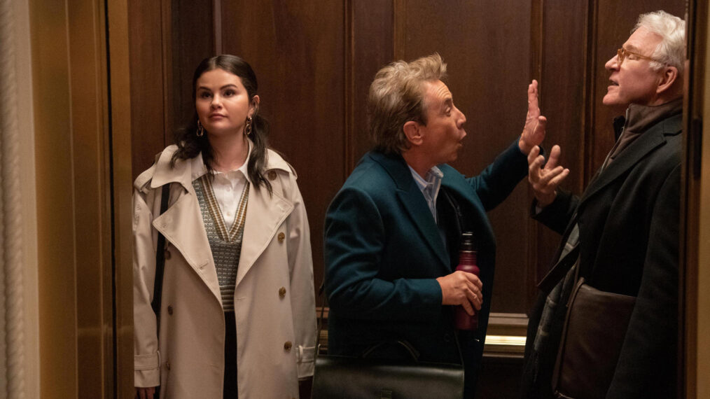 Selena Gomez, Martin Short, and Steve Martin in 'Only Murders In the Building' Season 3 Episode 1