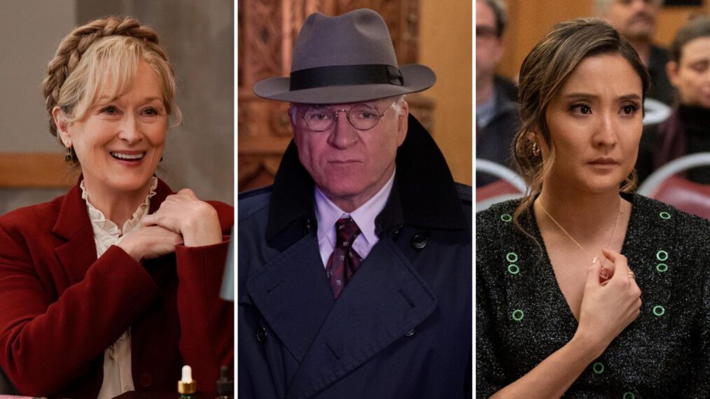 Meryl Streep, Steve Martin, and Ashley Park as 'Only Murders in the Building' Season 3 suspects