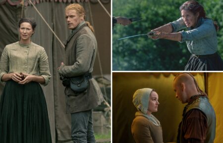 Caitriona Balfe, Sam Heughan, John Bell, and Izzy Meikle-Small in 'Outlander' Season 7