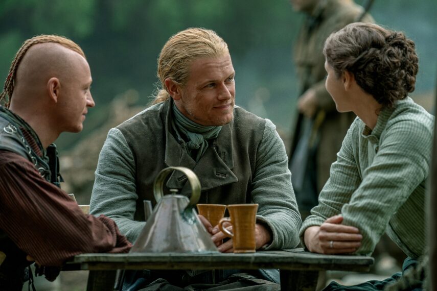 John Bell, Sam Heughan, and Caitriona Balfe in 'Outlander' Season 7
