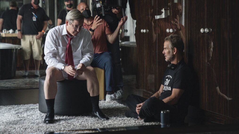 Matthew Broderick and Pete Berg behind the scenes of Netflix's 'Painkiller'