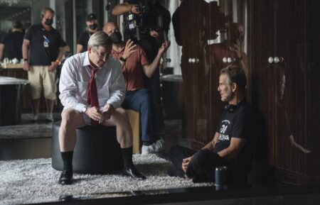 Matthew Broderick and Pete Berg behind the scenes of Netflix's 'Painkiller'