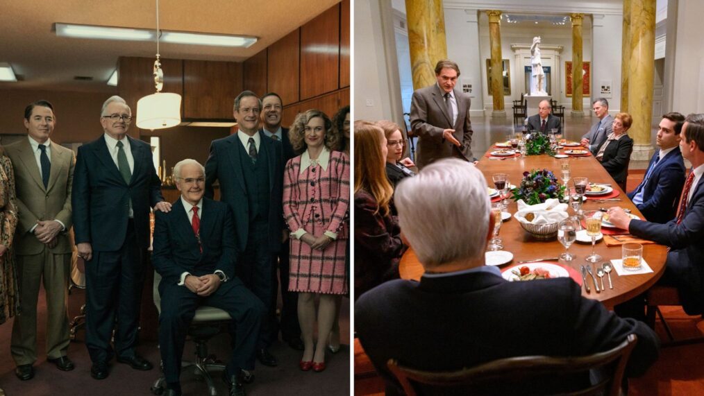The Sackler family as depicted in 'Painkiller' (L) and 'Dopesick' (R)