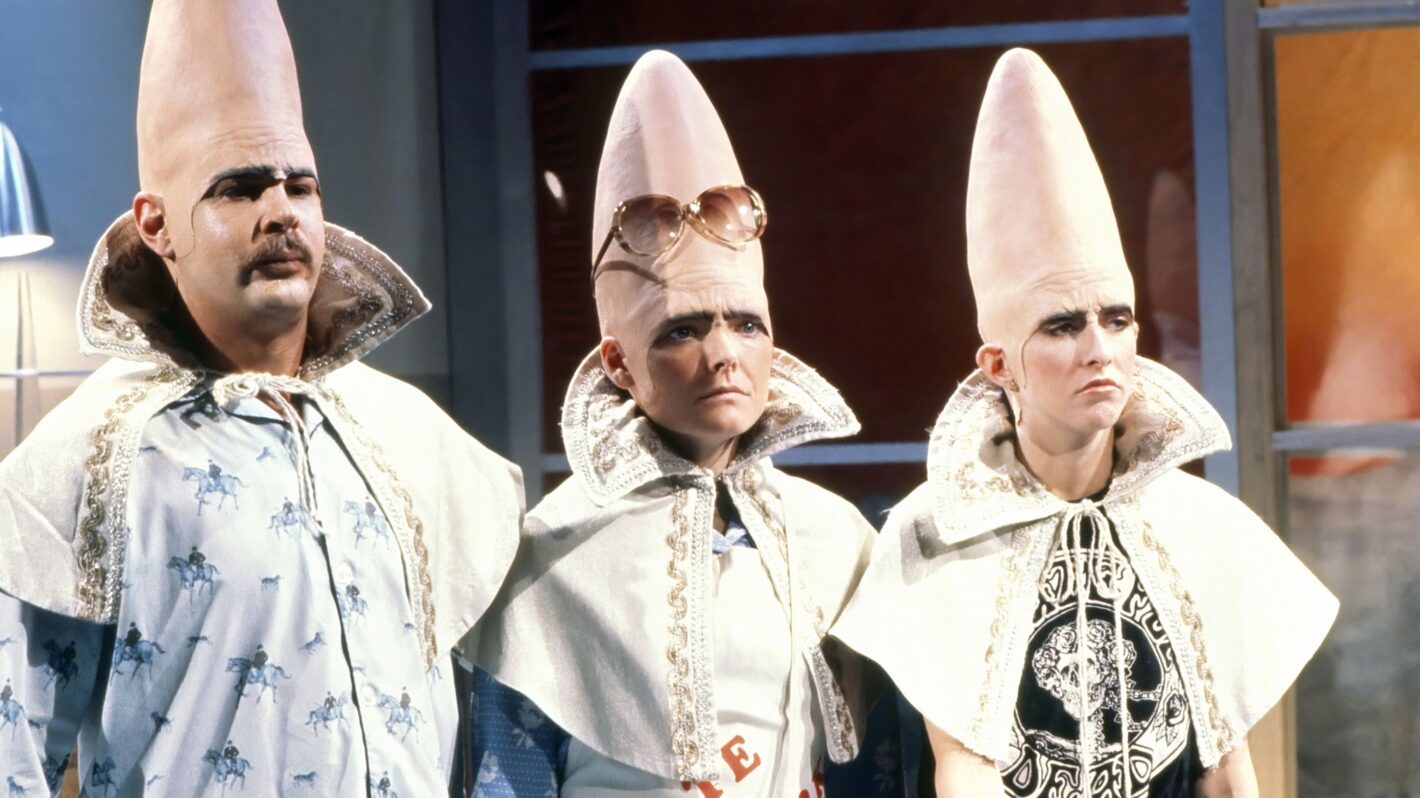 Dan Aykroyd, Jane Curtin, and Laraine Newman on 'Saturday Night Live'