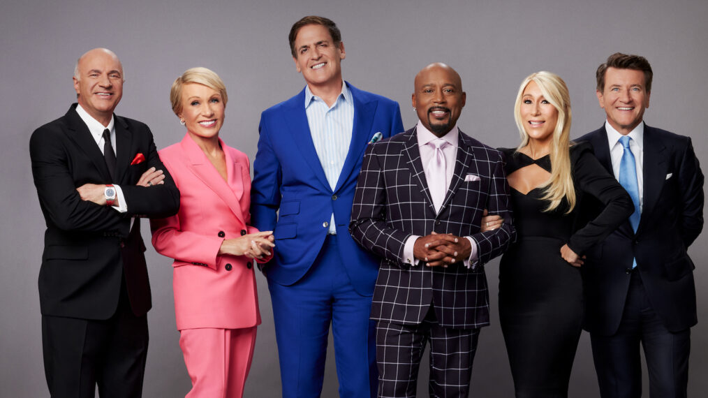 Kevin O'Leary, Barbara Corcoran, Mark Cuban, Daymond John, Lori Greiner, and Robert Herjavec of 'Shark Tank'