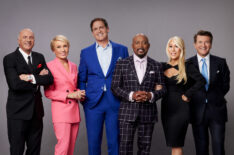 Kevin O'Leary, Barbara Corcoran, Mark Cuban, Daymond John, Lori Greiner, and Robert Herjavec of 'Shark Tank'