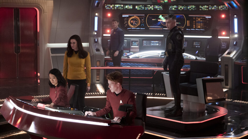 Rong Fu, Rebecca Romijn, Ethan Peck, and Anson Mount in 'Star Trek: Strange New Worlds'