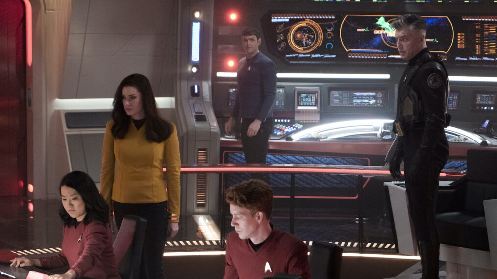 Rong Fu, Rebecca Romijn, Ethan Peck, and Anson Mount in 'Star Trek: Strange New Worlds'