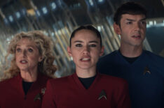 Carol Kane, Christina Chong, and Ethan Peck in 'Star Trek: Strange New Worlds'