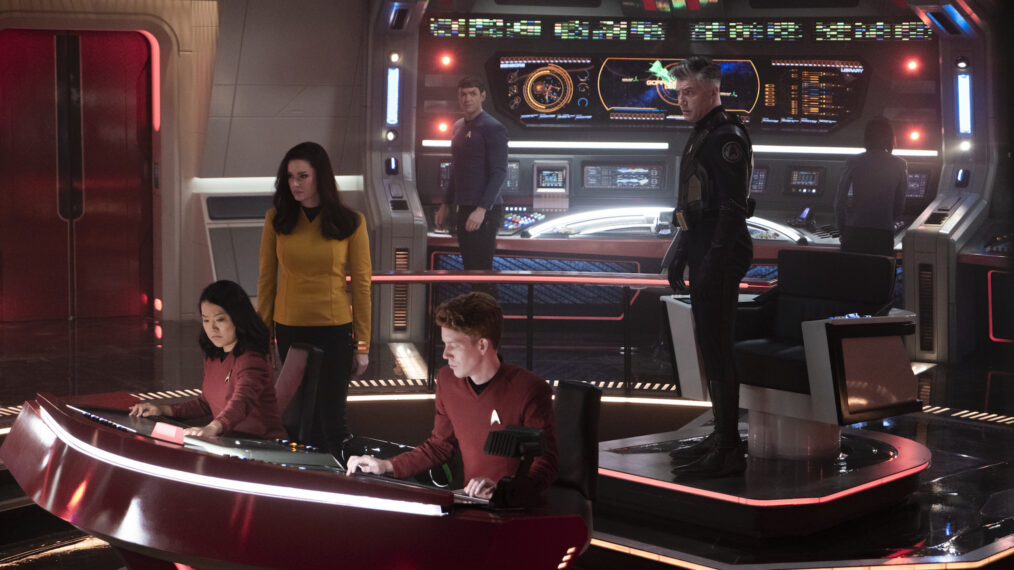 Rong Fu, Rebecca Romijn, Ethan Peck and Anson Mount in 'Star Trek: Strange New Worlds' Season 2 finale