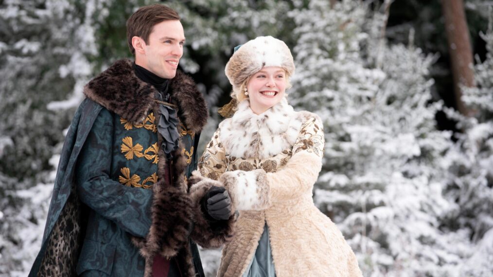 Nicholas Hoult and Elle Fanning in 'The Great' Season 3