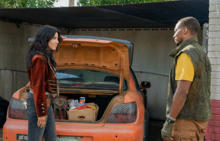 Stephanie Beatriz and Anthony Mackie in 'Twisted Metal'