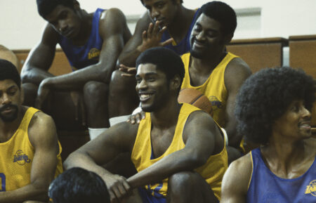 DeVaughn Nixon, Quincy Isaiah, Delante Desouza in 'Winning Time: The Rise of the Lakers Dynasty'