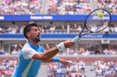 Novak Djokovic playing in the 2023 US Open in New York