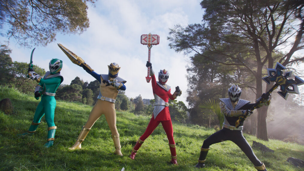 Tessa Rao, Jordan Fite, Hunter Deno, and Chance Perez in 'Power Rangers Cosmic Fury'