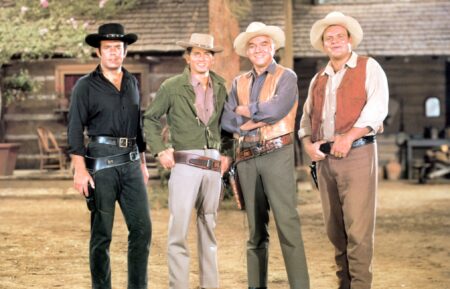 Pernell Roberts, Michael Landon, Lorne Greene, and Dan Blocker in 'Bonanza'