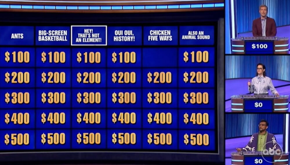 Celebrity Jeopardy clue board
