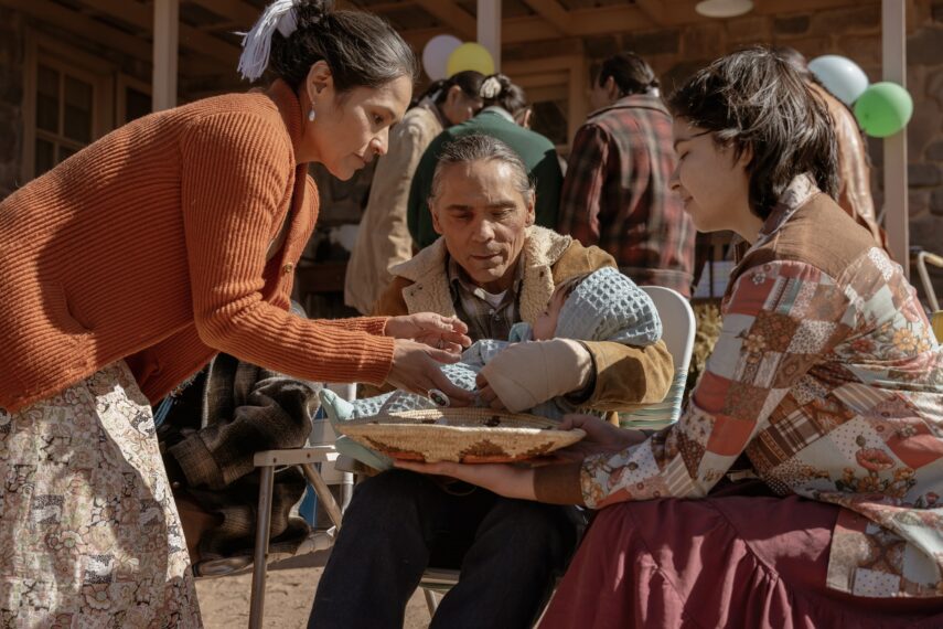 Deanna Allison, Zahn McClarnon, and Elva Guerra in 'Dark Winds' Season 2