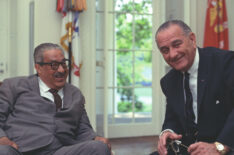 Thurgood Marshall and Lyndon B. Johnson seated in Oval Office, as seen in 'Deadlocked: How America Shaped the Supreme Court'
