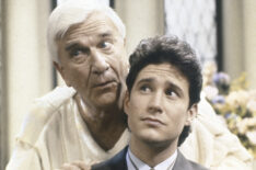 Leslie Nielsen as God and William Ragsdale as Herman Brooks in 'Herman's Head'