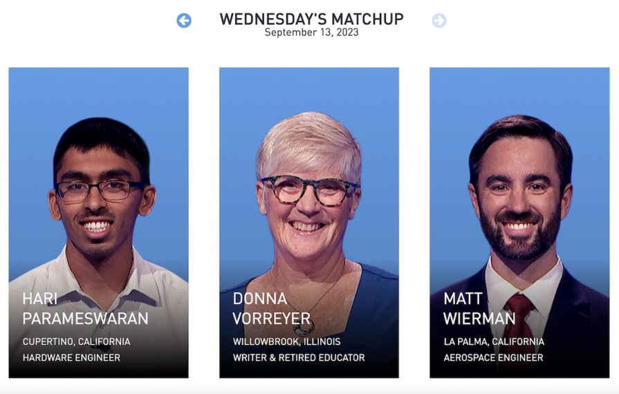 Jeopardy Second Chance Wednesday match up