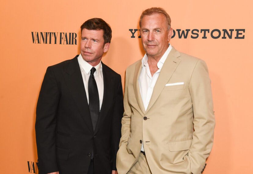 Taylor Sheridan and Kevin Costner attend the premiere of 'Yellowstone' in June 2018