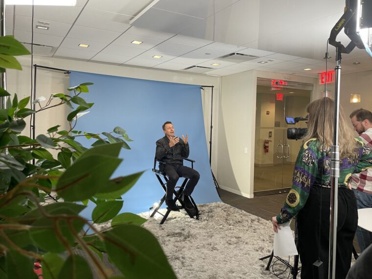 'The Amazing Race' host Phil Keoghan filming at the TV Insider office on Wednesday, September 27, 2023