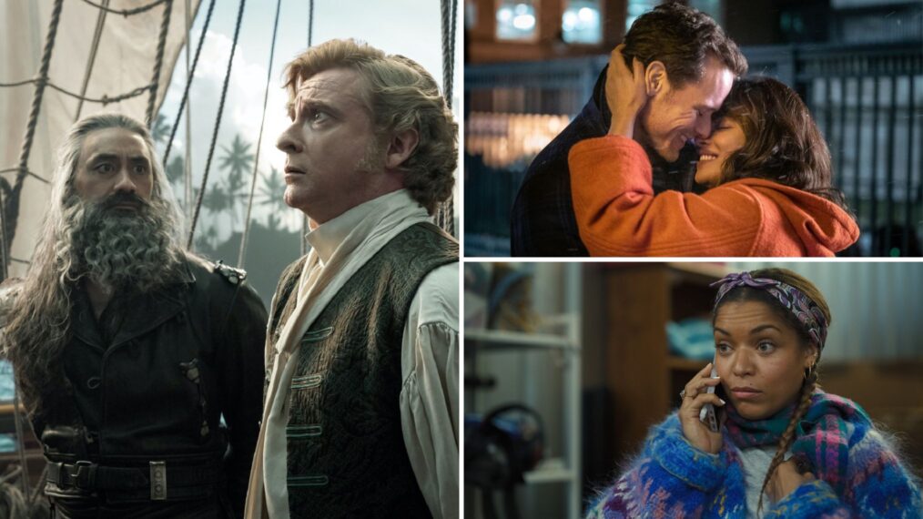 Taika Waititi and Rhys Darby in 'Our Flag Means Death,' Sam Heughan and Priyanka Chopra Jonas in 'Love Again,' and Antonia Thomas in 'Still Up'