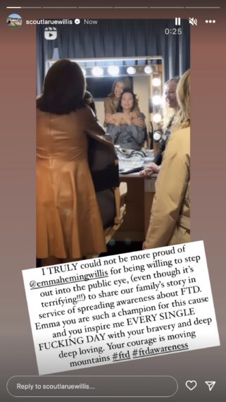 Scout Willis Instagram story praising stepmom Emma Heming Willis for 'Today' show appearance on September 25, 2023