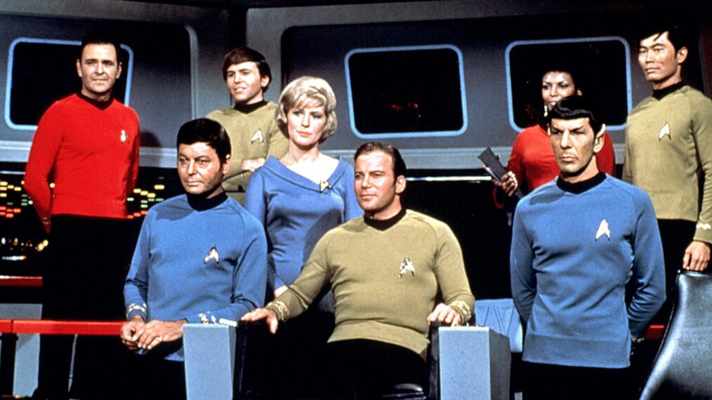 James Doohan, DeForest Kelley, Walter Koenig, Majel Barrett, William Shatner, Nichelle Nichols, Leonard Nimoy, and George Takei for 'Star Trek'