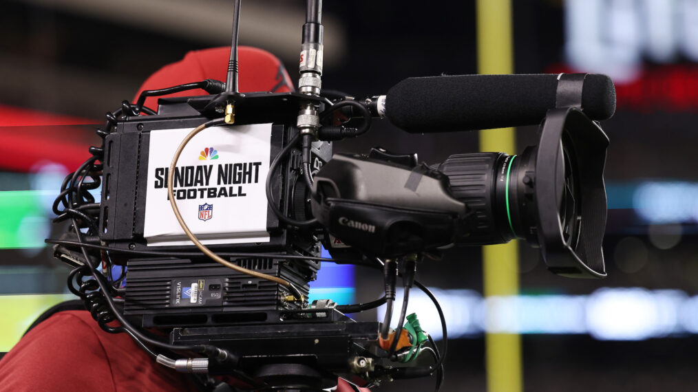 A 'Sunday Night Football' camera man films during a Green Bay Packers and Philadelphia Eagles game on November 27, 2022