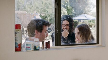 Nathan Fielder, Benny Safdie, and Emma Stone in 'The Curse'