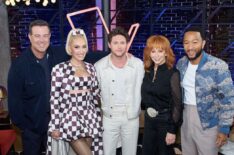 Carson Daly, Gwen Stefani, Niall Horan, Reba McEntire, and John Legend for 'The Voice'