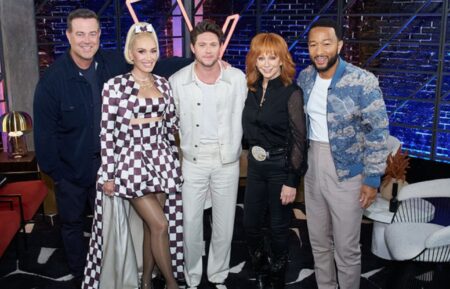 Carson Daly, Gwen Stefani, Niall Horan, Reba McEntire, and John Legend for 'The Voice'