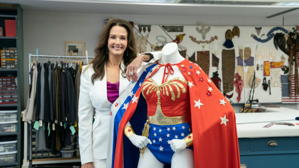 Lynda Carter with her Wonder Woman costume in '100 year of Warner Bros'