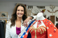 Lynda Carter with her Wonder Woman costume in '100 year of Warner Bros'