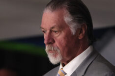 ESPN broadcaster Barry Melrose looks on during Game Six of the 2022 NHL Stanley Cup Final