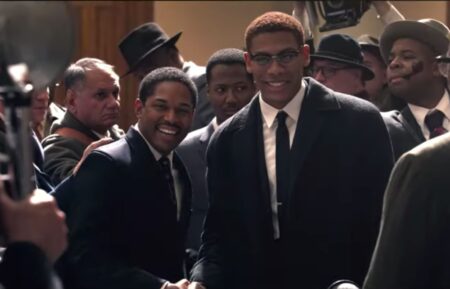 Kelvin Harrison Jr. as Dr. Martin Luther King Jr. and Aaron Pierre as Malcolm X in Genius MLK/X