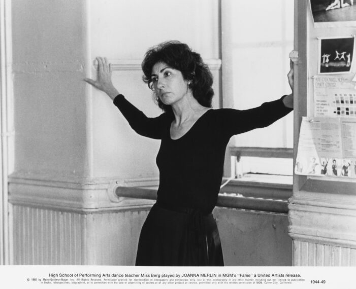 American actress Joanna Merlin, as dance teacher Miss Berg, in a scene from 'Fame', directed by Alan Parker, 1980.