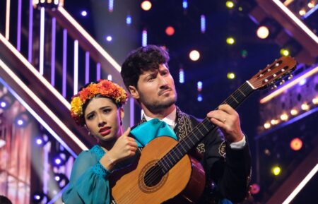 Xochitl Gomez and Valentin Chmerkovskiy on Dancing With The Stars