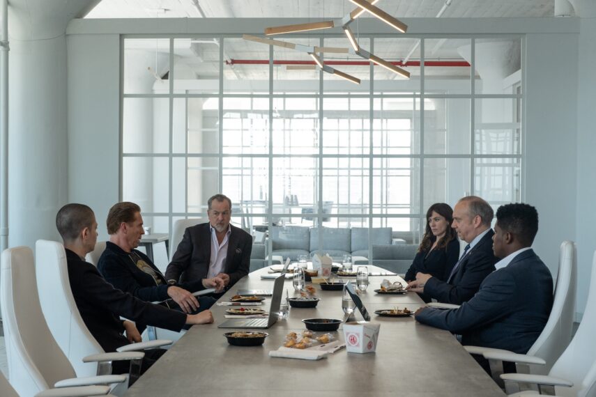 Asia Kate Dillon, Damian Leweis, David Costabile, Maggie Siff, Paul Giamatti, and Toney Goins — 'Billions'